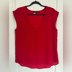 Shinestar Red Scoop Neck Cap Sleeve Blouse Size L